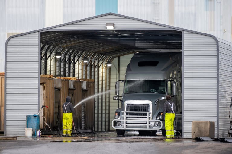Semi truck washing station